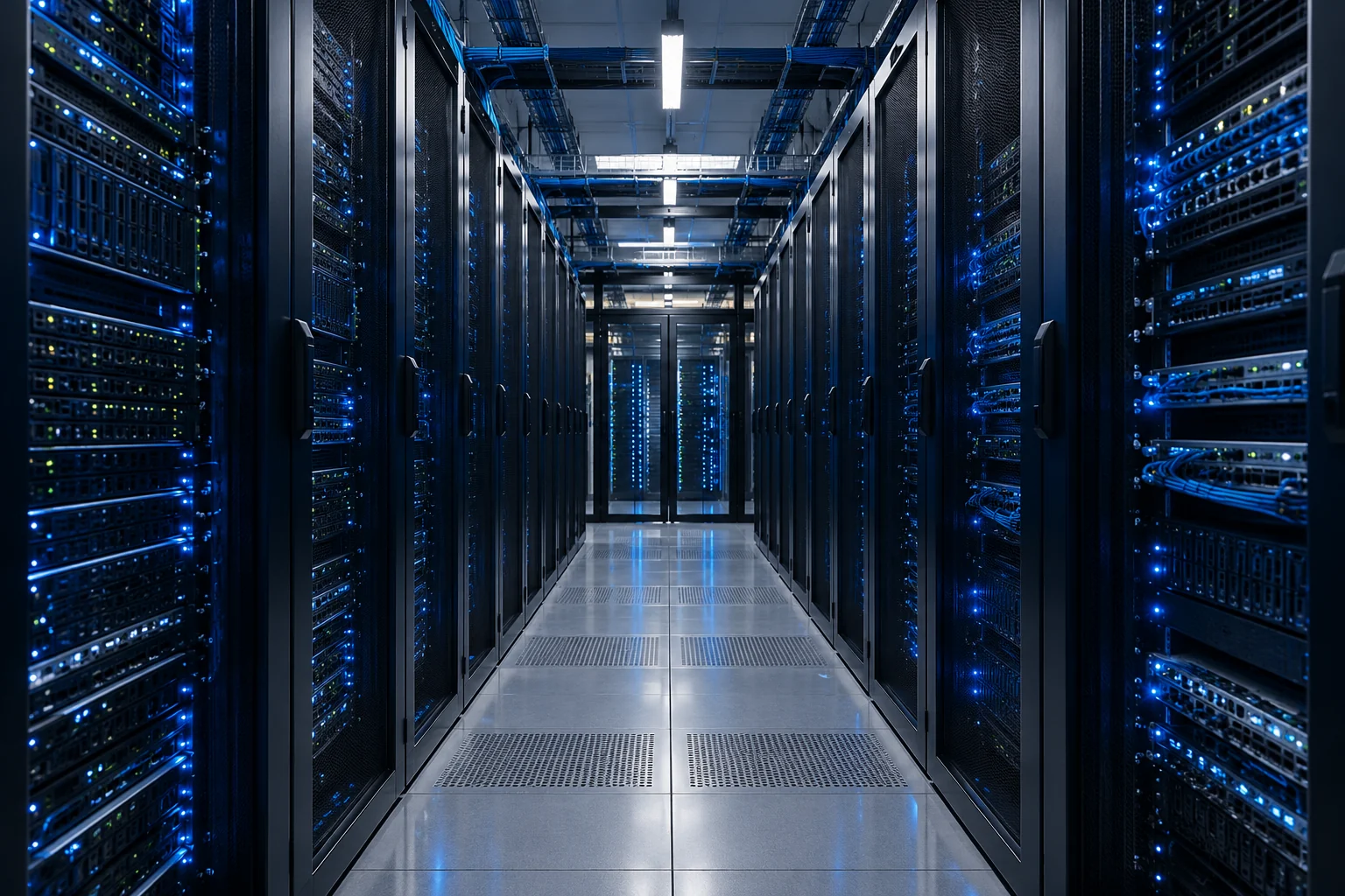 Illustrative image of reliable server and cloud infrastructure.